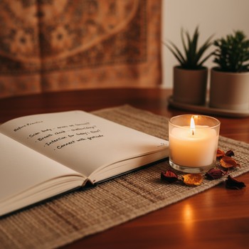 Journal page with a short note written before yoga practice