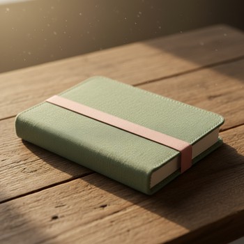 Closed yoga journal with an elastic band keeping pages private