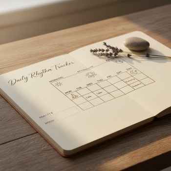 Yoga journal page dividing morning, afternoon and evening energy