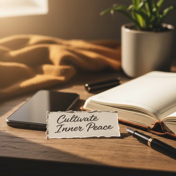 Phone with a short yoga note typed next to a folded mat