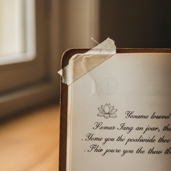 Yoga journal page with a taped corner showing that imperfect pages are welcomed